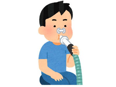 肺機能検査をしている人のイラスト画像